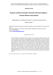 Response and bioaccumulation potential of Boerhavia diffusa L. towards different heavy metals