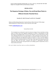 The response strategy of maize, pea and broad bean plants to different osmotic potential stress