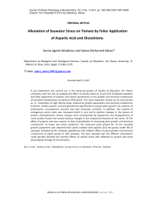 Alleviation of seawater stress on tomato by foliar application of aspartic acid and glutathione