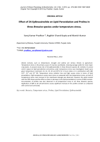 Effect of 24-epibrassinolide on lipid peroxidation and proline in three Brassica species under temperature stress