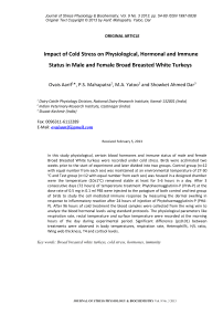 Impact of cold stress on physiological, hormonal and immune status in male and female broad breasted white turkeys