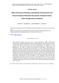 Effect of hormone priming on germination characteristics and enzyme activity of mountain rye ( Secale montanum) seeds under drought stress conditions