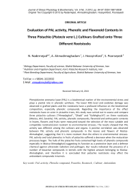 Evaluation of pal activity, phenolic and flavonoid contents in three pistachio ( Pistacia vera L.) cultivars grafted onto three different rootstocks