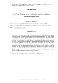 The effects of storage on germination characteristics and enzyme activity of sorghum seeds