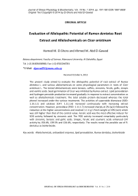 Evaluation of allelopathic potential of Rumex dentatus root extract and allelochemicals on Cicer arietinum