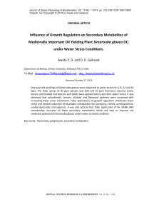 Influence of growth regulators on secondary metabolites of medicinally important oil yielding plant Simarouba glauca dc. under water stress conditions