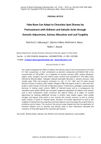 Faba bean can adapt to chocolate spot disease by pretreatment with shikimic and salicylic acids through osmotic adjustment, solutes allocation and leaf turgidity