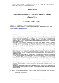 Study of metal resistance potential of the Cd, Cr tolerant alligator weed