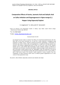 Comparative effects of auxins, jasmonic acid and salicylic acid on callus initiation and organogenesis in Vigna mungo (L.) Hepper using hypocotyl explant