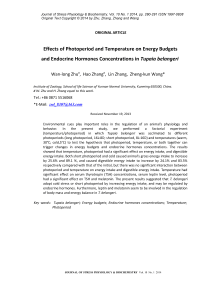 Effects of photoperiod and temperature on energy budgets and endocrine hormones concentrations in Tupaia belangeri