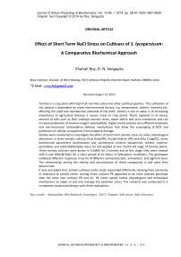 Effect of short term NaCl stress on cultivars of S. lycopersicum: a comparative biochemical approach