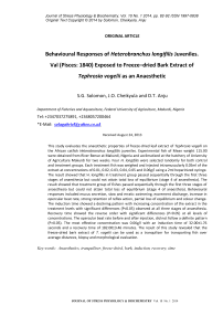 Behavioural responses of Heterobranchus longifilis juveniles. val (pisces: 1840) exposed to freeze–dried bark extract of Tephrosia vogelii as an anaesthetic