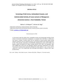 Screening of salt-stress, antioxidant enzyme, and antimicrobial activity of leave extracts of mangroves Avicennia marina L. from Hodaidah, Yemen