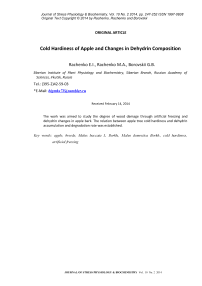 Cold hardiness of apple and changes in dehydrin composition