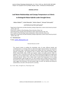 Leaf water relationships and canopy temperature as criteria to distinguish maize hybrids under drought stress