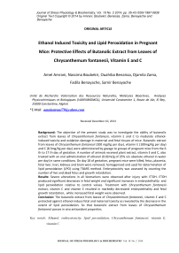 Ethanol induced toxicity and lipid peroxidation in pregnant mice: protective effects of butanolic extract from leaves of Chrysanthemum fontanesii, vitamin E and C