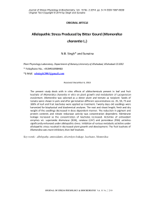 Allelopathic stress produced by bitter gourd ( Momordica charantia L.)