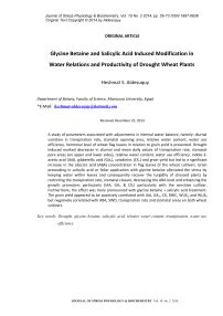 Glycine betaine and salicylic acid induced modification in water relations and productivity of drought wheat plants