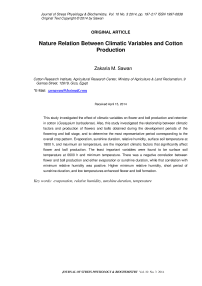 Nature relation between climatic variables and cotton production