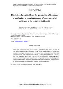 Effect of sodium chloride on the germination of the seeds of a collection of carrot accessions ( Daucus carota L.) cultivated in the region of Sidi Bouzid