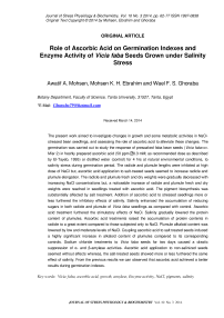 Role of ascorbic acid on germination indexes and enzyme activity of Vicia faba seeds grown under salinity stress