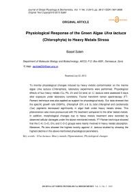 Physiological response of the green algae Ulva lactuca (Chlorophyta) to heavy metals stress