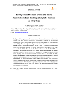 Salinity stress effects on growth and nitrate assimilation in bean seedlings likely to be mediated via nitric oxide