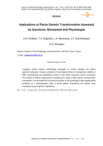 Implications of plants genetic transformation assessed by geneticist, biochemist and physiologist