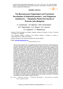 The microstructure organization and functional peculiarities of Euphorbia paralias L. and Polygonum maritimum L. - halophytic plants from dunes of Pomorie lake (Bulgaria)