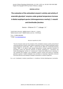 Оценка активности антиоксидантного фермента и активности ферментов анаэробного гликолиза при постепенном повышении температуры у видов байкальского амфипод Eulimnogammarus marituji, E. maackii и Gmelinoides fasciatus