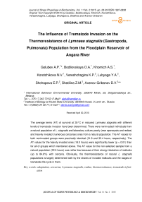 Влияние инвазии трематод на терморезистентность популяции Lymnaea stagnalis (Gastropoda, Pulmonata) из пойменного водохранилища реки Ангара