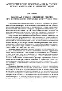 Каменная балка II - системный анализ при исследовании структуры культурного слоя