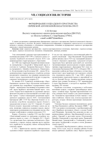 Формирование социального пространства Еврейской автономной области в 1928-1990 гг