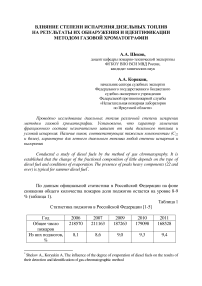 Влияние степени испарения дизельных топлив на результаты их обнаружения и идентификации методом газовой хроматографии