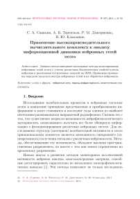 Применение высокопроизводительного вычислительного комплекса к анализу информационной динамики нейронных сетей мозга