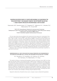 Морфологические и ультразвуковые особенности эндометрия у больных раком молочной железы с высоким риском вторичных опухолей