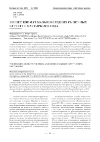 Бизнес-климат малых и средних рыночных структур: факторы 2015 года