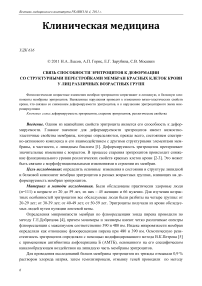 Связь способности эритроцитов к деформации со структурными перестройками мембран красных клеток крови у лиц различных возрастных групп