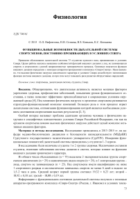 Функциональные возможности дыхательной системы спортсменов, постоянно проживающих в условиях Севера