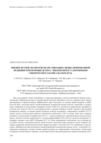 Мнение врачей-экспертов об организации специализированной медицинской помощи детям с эпилепсией и судорожными синдромами в Забайкальском крае