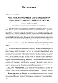 Эффективность надплевральной ультракаиновой блокады чревных нервов и пограничных симпатических стволов при экспериментальных поражениях печени и желудка