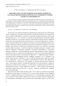 Динамика показателей антиокислительной активности плазмы крови при физиологическом и осложенном течении I треместра беременности