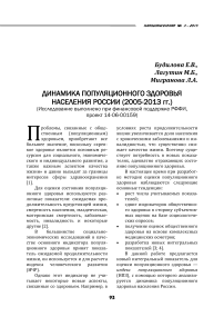 Динамика показателей популяционного здоровья населения России (2005-2013 гг.)