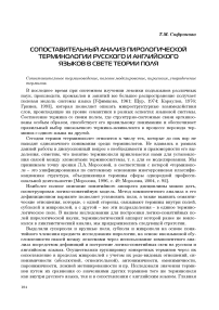 Сопоставительный анализ пирологической терминологии русского и английского языков в свете теории поля