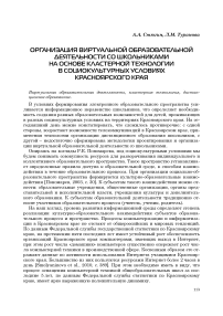 Организация виртуальной образовательной деятельности со школьниками на основе кластерной технологии в социокультурных условиях Красноярского края