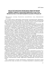 Педагогические проблемы обеспечения эффективного формирования культуры безопасности в образовательном процессе