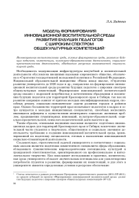 Модель формирования инновационной воспитательной среды развития будущих педагогов с широким спектром общекультурных компетенций