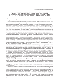 Проектирование результатов обучения в структуре компетентностной модели ВПО