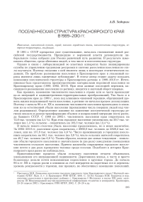 Поселенческая структура Красноярского края в 1989-2010 гг.