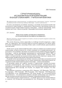 Структурная модель исследовательской компетенции будущего бакалавра – учителя математики